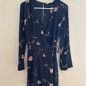 Floral Navy Wrap Dress
